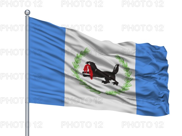 Elektrostal City Flag On Flagpole, Country Russia, Moscow Oblast, Isolated On White Background