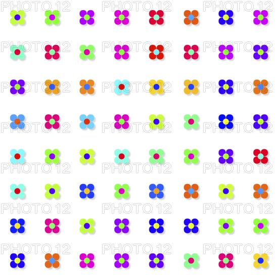 An illustration of some colorful simple flowers