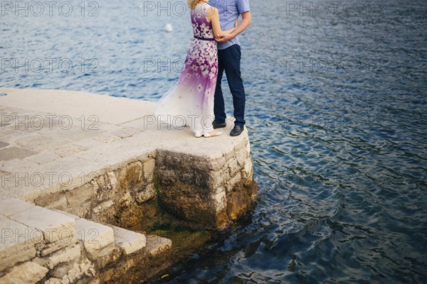 Newlyweds hug each other in Montenegro. Wedding in Montenegro