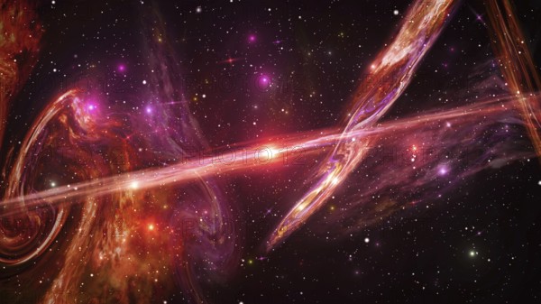 Universe with Galaxy, Stars and Colorful Nebula on Dark Starry Background