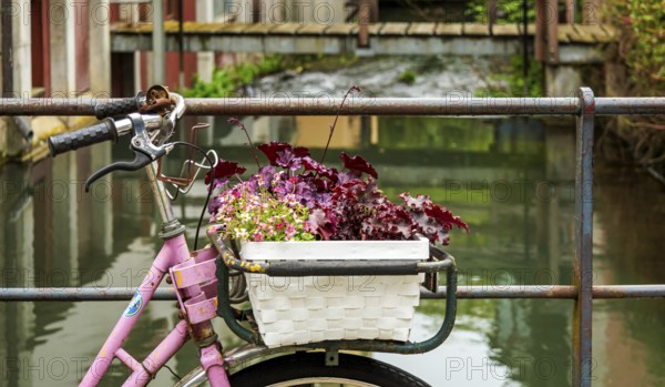 The bridge over the little river Blau is adorned with imaginative decorations, close-up