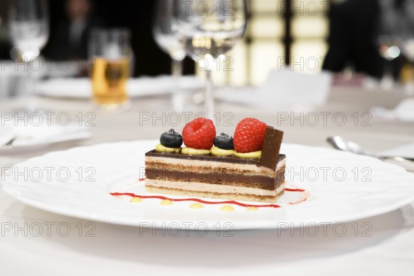Raspberry and chocolate cake image. Shooting Location: Tokyo metropolitan area