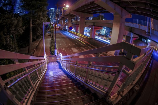 Sidewalk bridge and capital highway. Shooting Location: Yokohama-city kanagawa prefecture