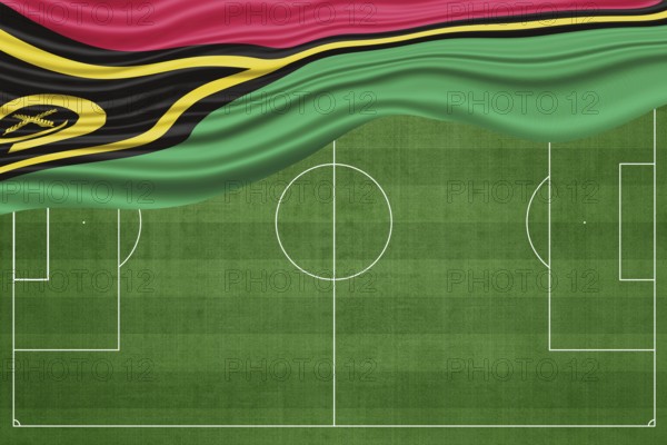 Vanuatu Flag on Football Field, National Soccer