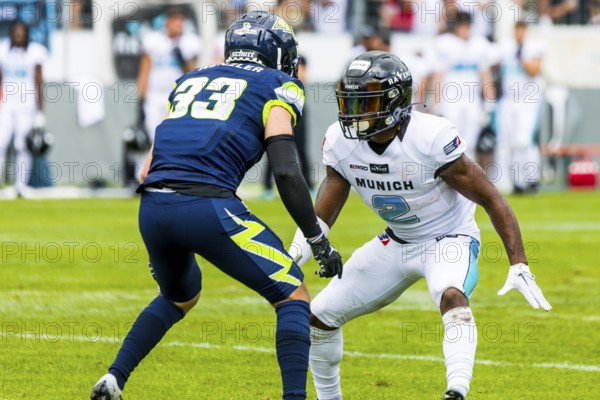 European League of Football, ELF/ Game : Munich Ravens at Stuttgart Surge on Aug. 13. 2023 ,in the Gazi Stadium , Stuttgart , Germany, Europe