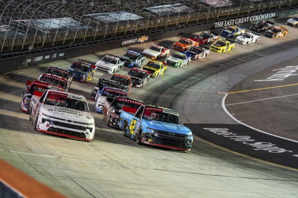 NASCAR Craftsman Truck Series Driver Carson Hocevar (42) races for position for the UHOH 200 presented by Ohio Logistics at the Bristol Motor Speedway in Bristol TN