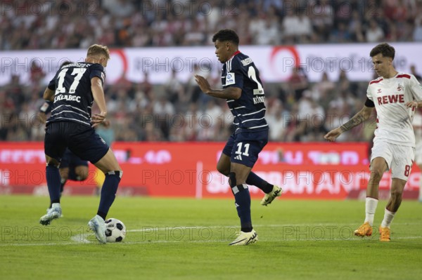 Adam Karabec (Hamburger SV, Midfield, #17), Ransford Königsdorfer (Hamburger SV, Forward, #11), 2nd Bundesliga, 1. FC Köln, Hamburger SV on 02/08/2024 at the RheinEnergieStadion in Cologne Germany . (DFL/DFB REGULATIONS PROHIBIT ANY USE OF PHOTOGRAPHS AS IMAGE SEQUENCES AND/OR QUASI-VIDEO)