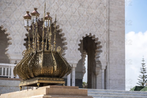 Oriental decoration at the entrance of the mausoleum of Hassan II. and Mohammed V. at the Hassan quarter in Rabat, Morocco, Africa