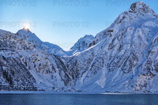Sunset on Lake Morasco in the Italian alps