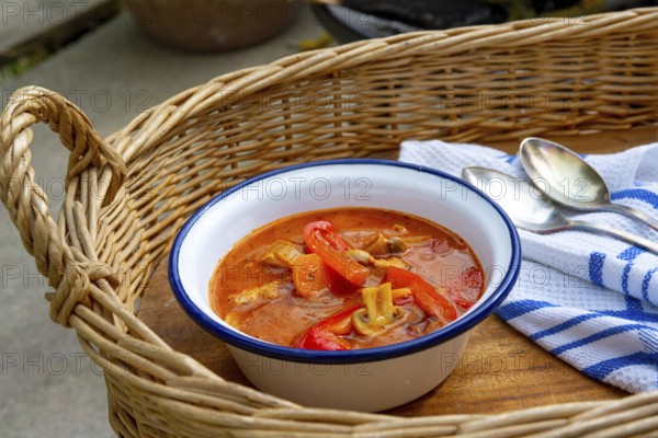 Kettle Gulash is prepared over an open fire!