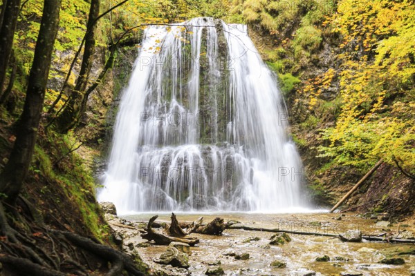 The Hachelbach stream in Josefstal forms this scenic waterfall, landscape