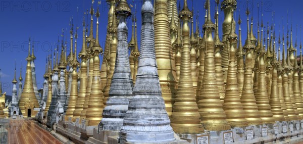 Some of the 1054 pagodas of the In-Dein Pagoda Forest on Inle Lake