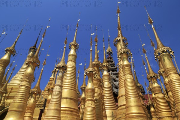Some of the 1054 pagodas of the In-Dein Pagoda Forest on Inle Lake