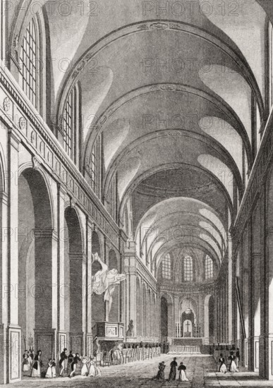 The Church of Saint-Roch, Paris, antique steel engraved print, 1831