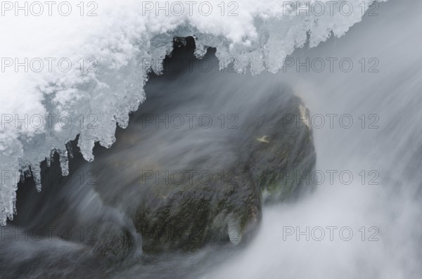 Flowing water in a stream in the Atndalen valley, Hedmark Fylke, Norway, November 2011, Europe