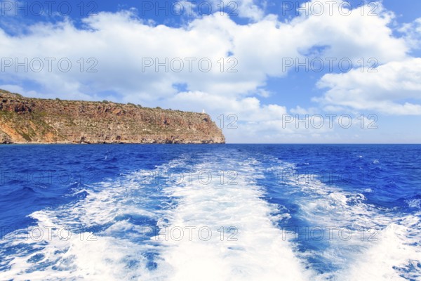 Formentera Faro de la Mola lighthouse view from sea