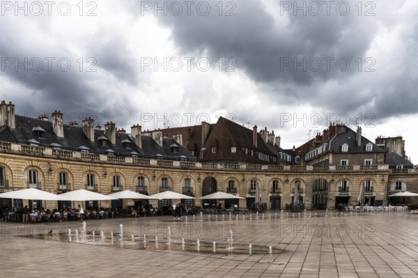 Dijon, France, 14 September, 2022: the Place de la Liberacion Square in the old city center of Dijon under a stormy sky, Europe