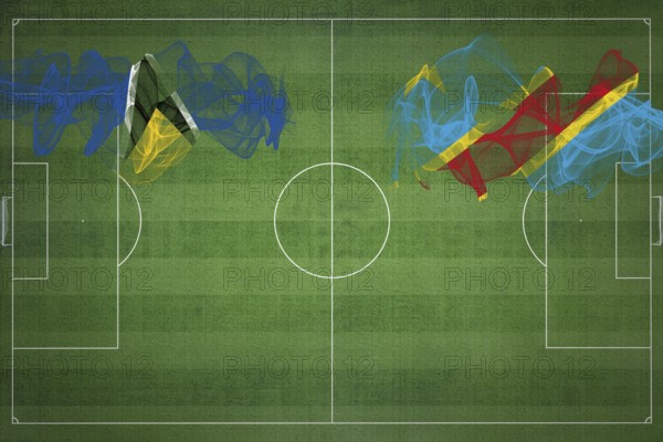 Saint Lucia vs DR Congo Soccer Match, national colors, national flags, soccer field, football game, Competition concept, Copy space