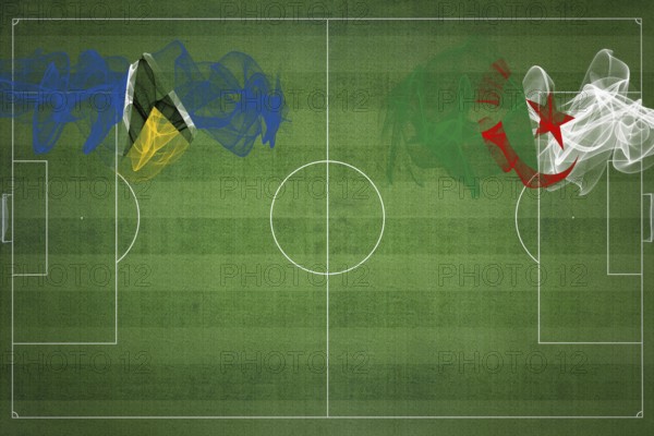 Saint Lucia vs Algeria Soccer Match, national colors, national flags, soccer field, football game, Competition concept, Copy space