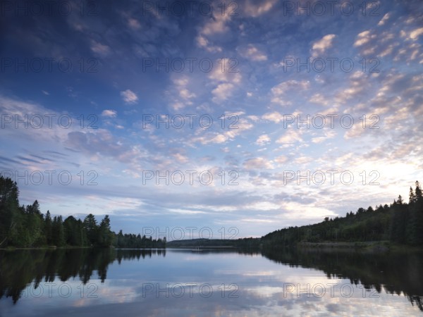 Algonquin Provincial Park summertime nature scenery of the Lake of Two Rivers at sunset. Ontario, Canada, North America