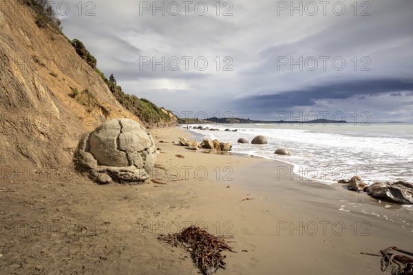 An image of the boulders at the beach of Moeraki New Zealand