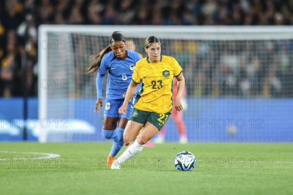 MELBOURNE, AUSTRALIA, JULY 14 : Kyra Cooney-Cross of Australia as Australia plays France in the World Cup 2023 Send Off friendly match on 14th July 2023