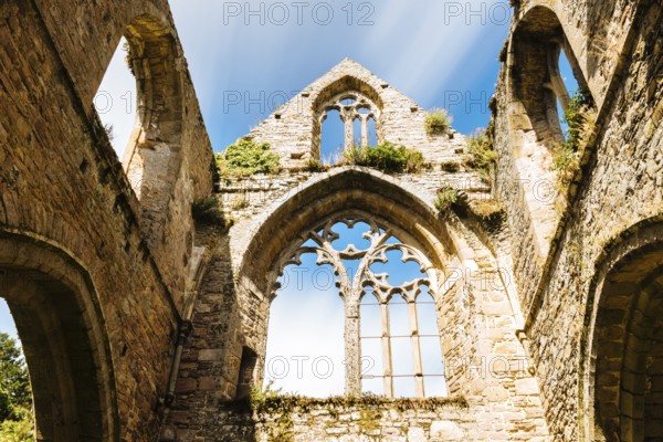 Paimpol, France, July 28, 2018: The Abbey of Beauport, Cotes-d'Armor, Brittany, France. Old Abbaye Maritime de Beauport, Europe