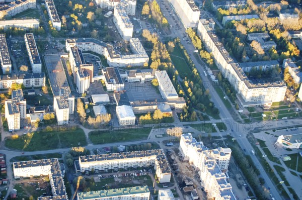 Vologda City bird's-eye view. Aerophotographing Vologda. Houses and buildings of the city