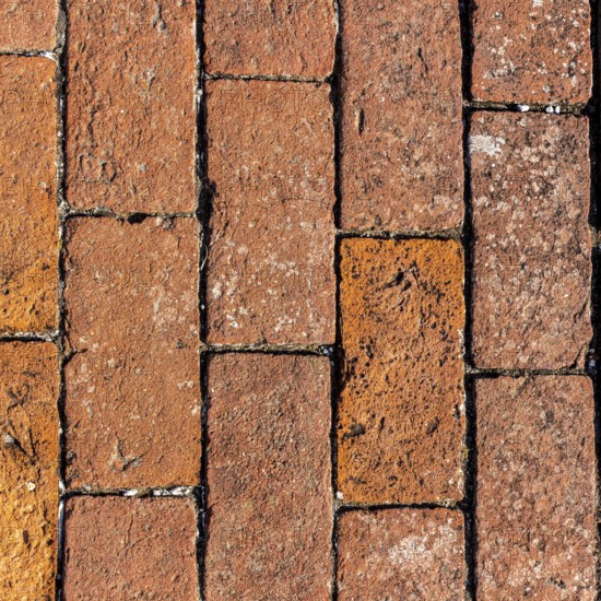 Detailed ancient red brick wall background photo texture