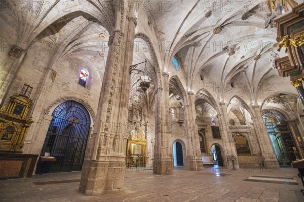 Cuenca, Spain, July 4, 2018: Interior of famous Gothic cathedral of Cuenca in Castilla la Mancha, Spain, Europe