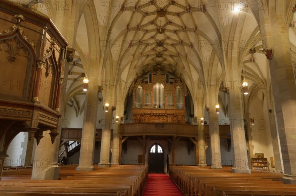Collegiate Church of St Peter and Paul, Nave, Organ, Öhringen, Hohenlohe, Germany, Europe