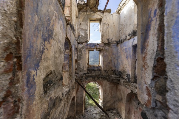 Lost place, abandoned houses and ruins in the ghost village, Gairo Vecchio, Gairo, Ogliastra, Sardinia, Italy, Europe