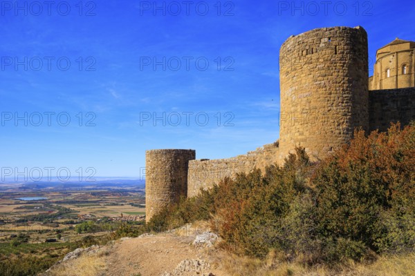 Loarre Castle is a Spanish fortress in the province of Aragon. Sunrise. Autumn trip to Spain. The Spanish defensive structure was built a thousand years ago