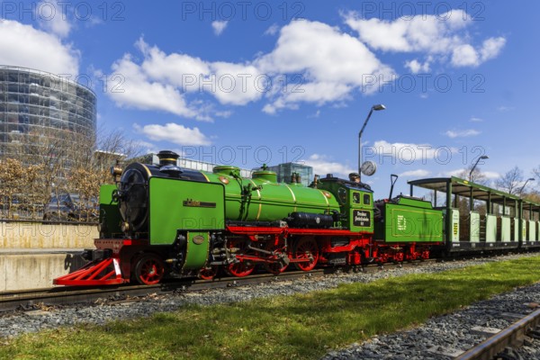 The popular small railway in Dresden's Great Garden has been in operation for 75 years. The steam locomotives Moritz and Lisa are even 100 years old. In the anniversary year, there is a children's festival and a steam locomotive festival. The renovated stations bring the history of the park railway to life and show the valuable work done with children and young people, Dresden, Saxony, Germany, Europe