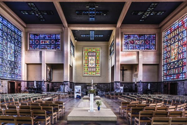 Belgium, 12 03 2018: Decorated interior in art deco style of the Saint Susanna catholic church, Europe