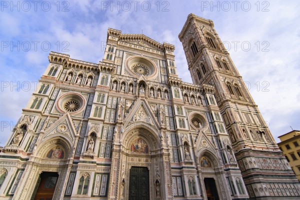Cathedral of Saint Mary of the Flower (Duomo di Firenze) and Giotto's Campanile in Florence, Italy, Europe