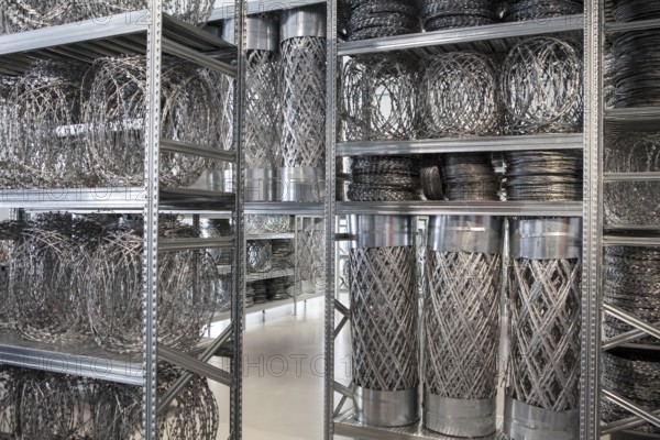 Fencing and steel shelves, Acropolis Redux, Stathis Logothetis, installation by the conceptual artist Kendell Geers, Fridericianum, documenta 14 exhibition, 2017, Kassel, Germany, Europe