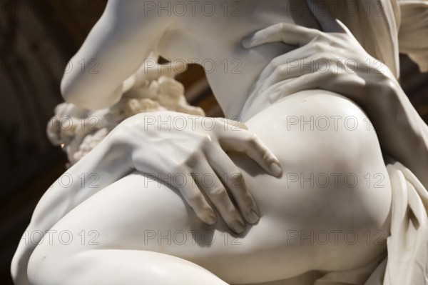Rome, Italy, 28 December 2023: Galleria Borghese, Borghese Gallery, The rape of Proserpina, by Gian Lorenzo Bernini, 1622, white Carrara marble statue, Europe