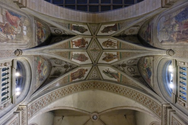 Interior view, Ceiling, Painting, Notre-Dame de Luxembourg Cathedral, Luxembourg City, Luxembourg, Luxembourg, Europe