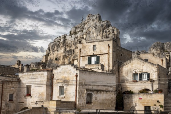 View of church of Saint Mary of Idris in historic downtown Matera, Southern Italy