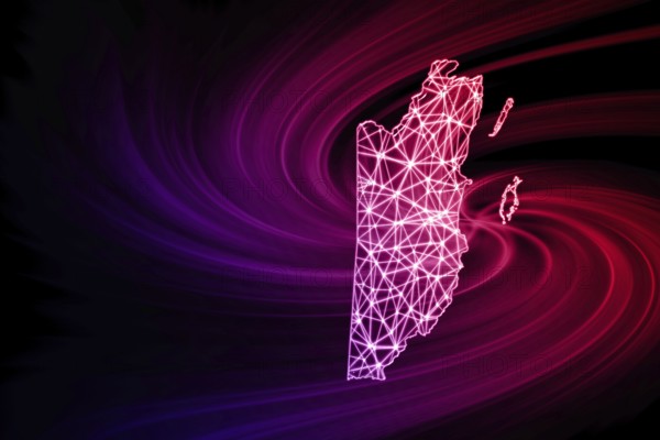 Map of Belize, Polygonal mesh line map, modern map