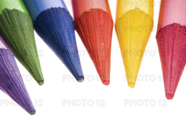 Collection of colorful pens over white background, poland