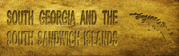 South Georgia and the South Sandwich Islands Map and Text on Grunge Gold Texture