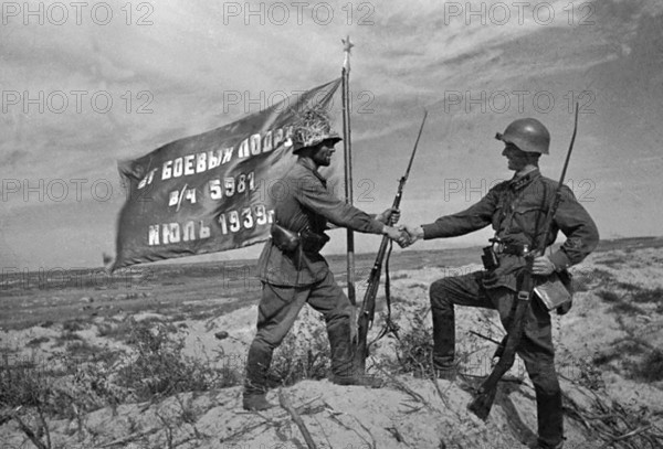 The Battle of Khalkhyn Gol was the decisive engagement of the undeclared Soviet–Japanese Border War fought between the Soviet Union, Mongolia and the Empire of Japan in 1939. The conflict was named after the river Khalkhyn Gol, which passes through the battlefield. In Japan, the decisive battle of the conflict is known as the Nomonhan Incident (Nomonhan Jiken) after a nearby village on the border between Mongolia and Manchuria.<br/><br/> The battles resulted in total defeat for the Japanese Sixth Army. Casualty estimates vary widely: Some sources say the Japanese suffered 45, 000 or more soldiers killed with Soviet casualties of at least 17, 000. The Japanese officially reported 8, 440 killed and 8, 766 wounded, while the Soviets initially claimed 9, 284 total casualties.<br/><br/> Although this engagement is little known in the West, it had profound implications on the conduct of World War II. It may be said to be the first decisive battle of World War II, because it determined that t...