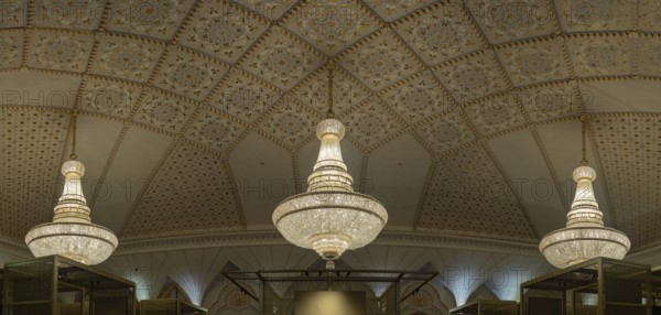A picture of chandeliers in the ceiling at the House Of Knowledge in Qasr Al Watan