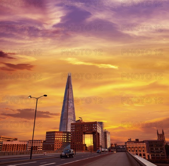 London The Shard building at sunset in England