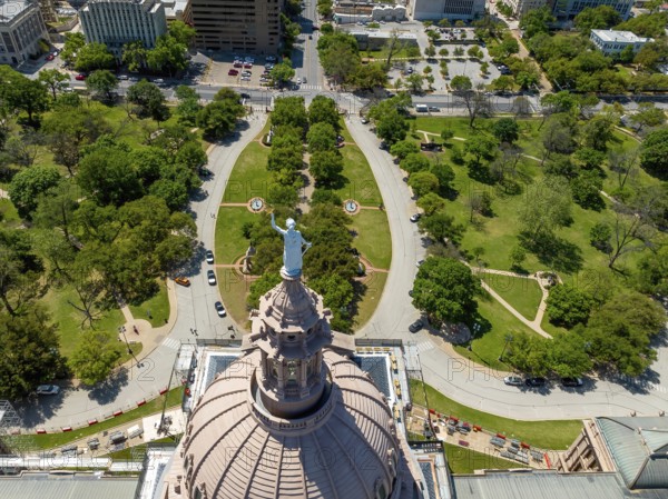 Aerial view of the Texas State Capitol Building In the city of Austin, Texas
