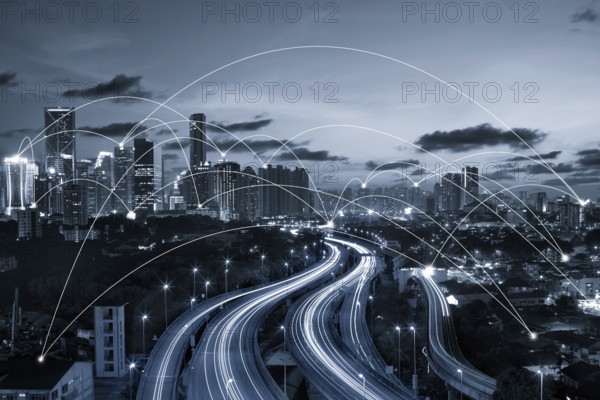 City scape and network connection concept