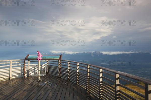 Amazing morning in the Gerlitzen Alps in Austria.Beautiful view from the tower on the Slovenia mountains