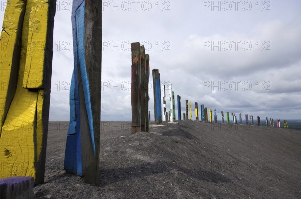 Totems at the mining dump Haniel, Bottrop, Germany, Europe